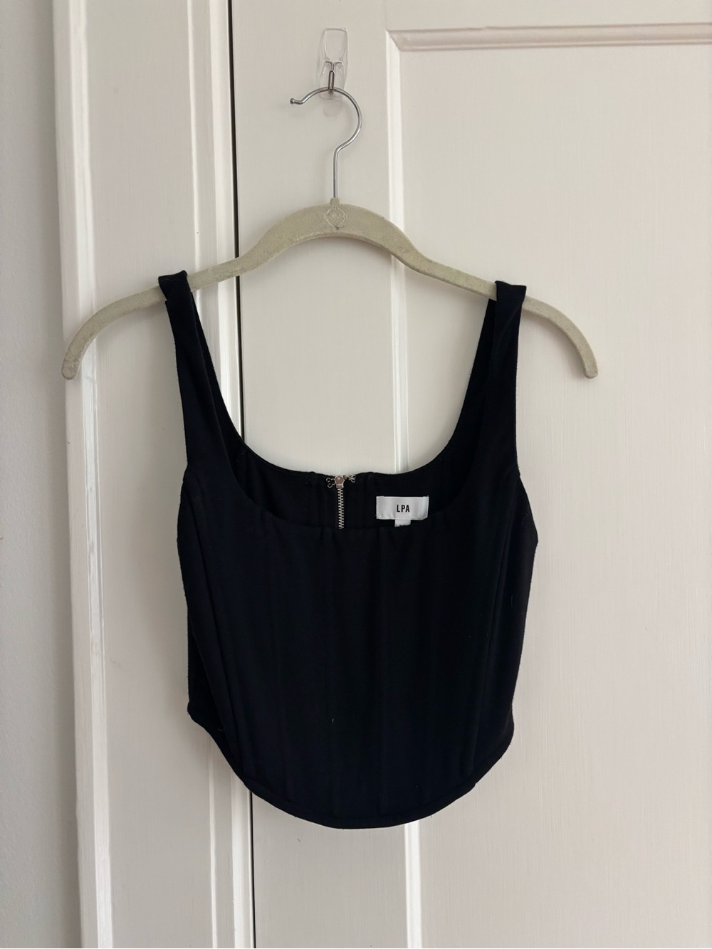 LPA Black Scoop Corset-Style Crop Tank